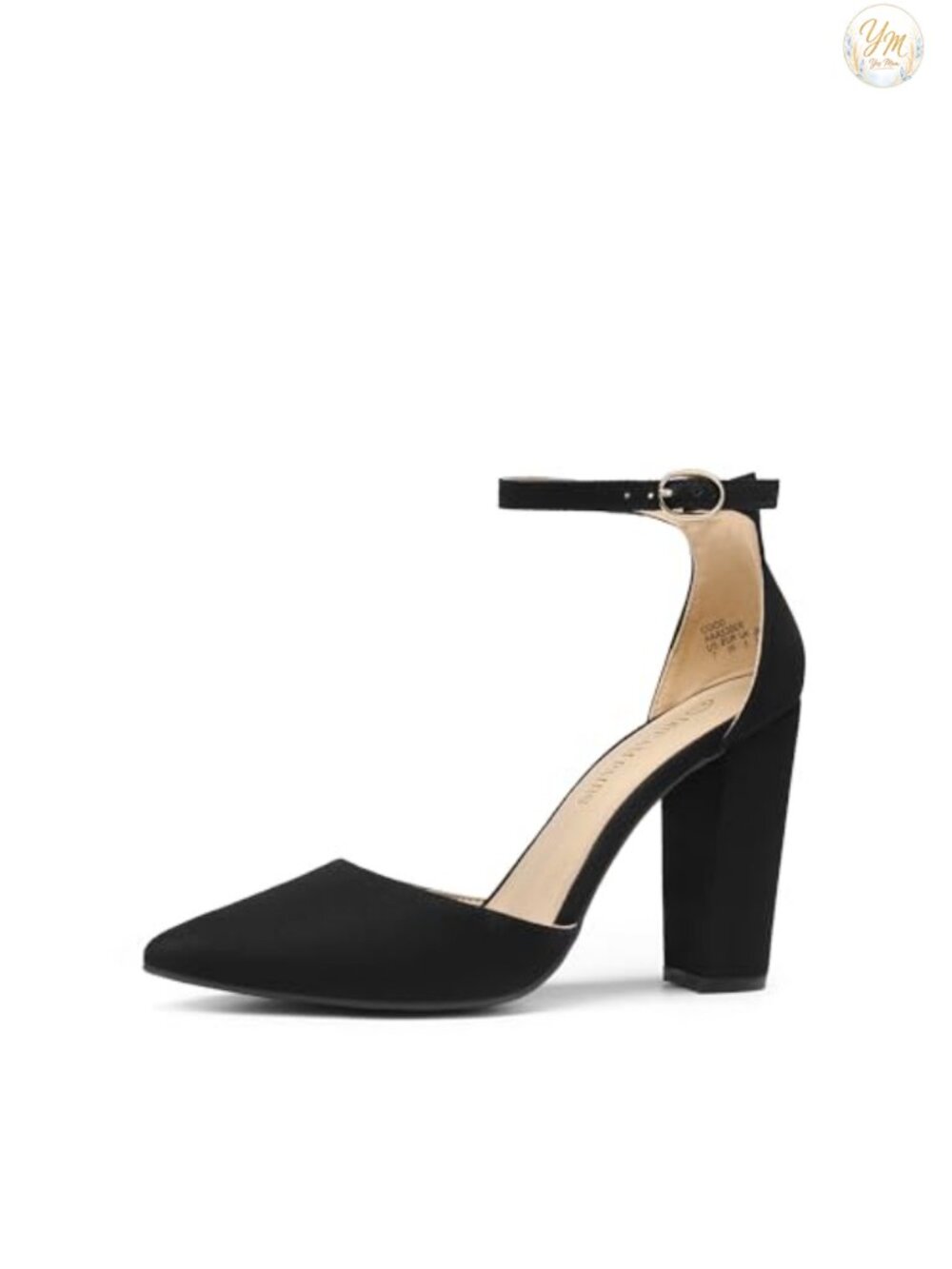 Women's Coco Chunky High Heel Pumps Pointed Toe Ankle Strap Dress Shoes